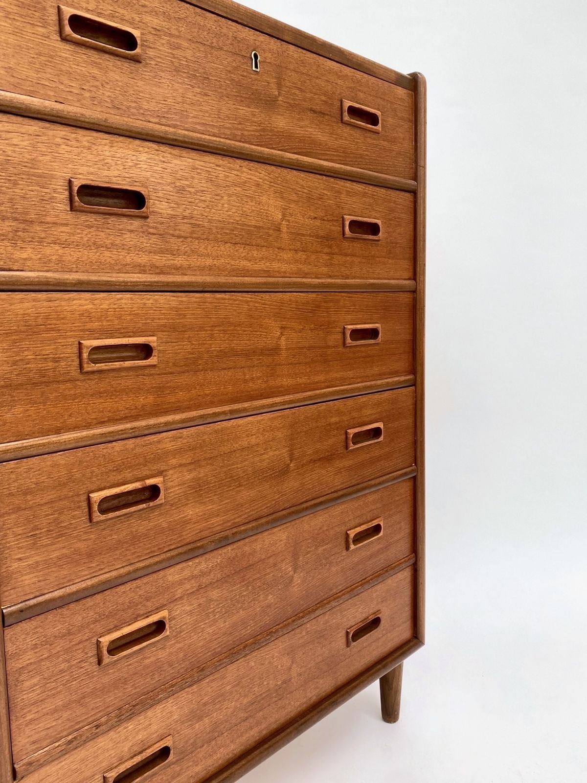 Danish Teak Chest Of Drawers With Recessed Handles Mid Century Tallboy 1960s photo buy