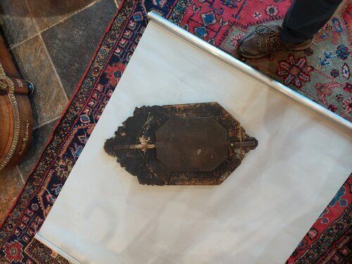Victorian Embossed Brass Cushion Framed Mirror photo vinterior