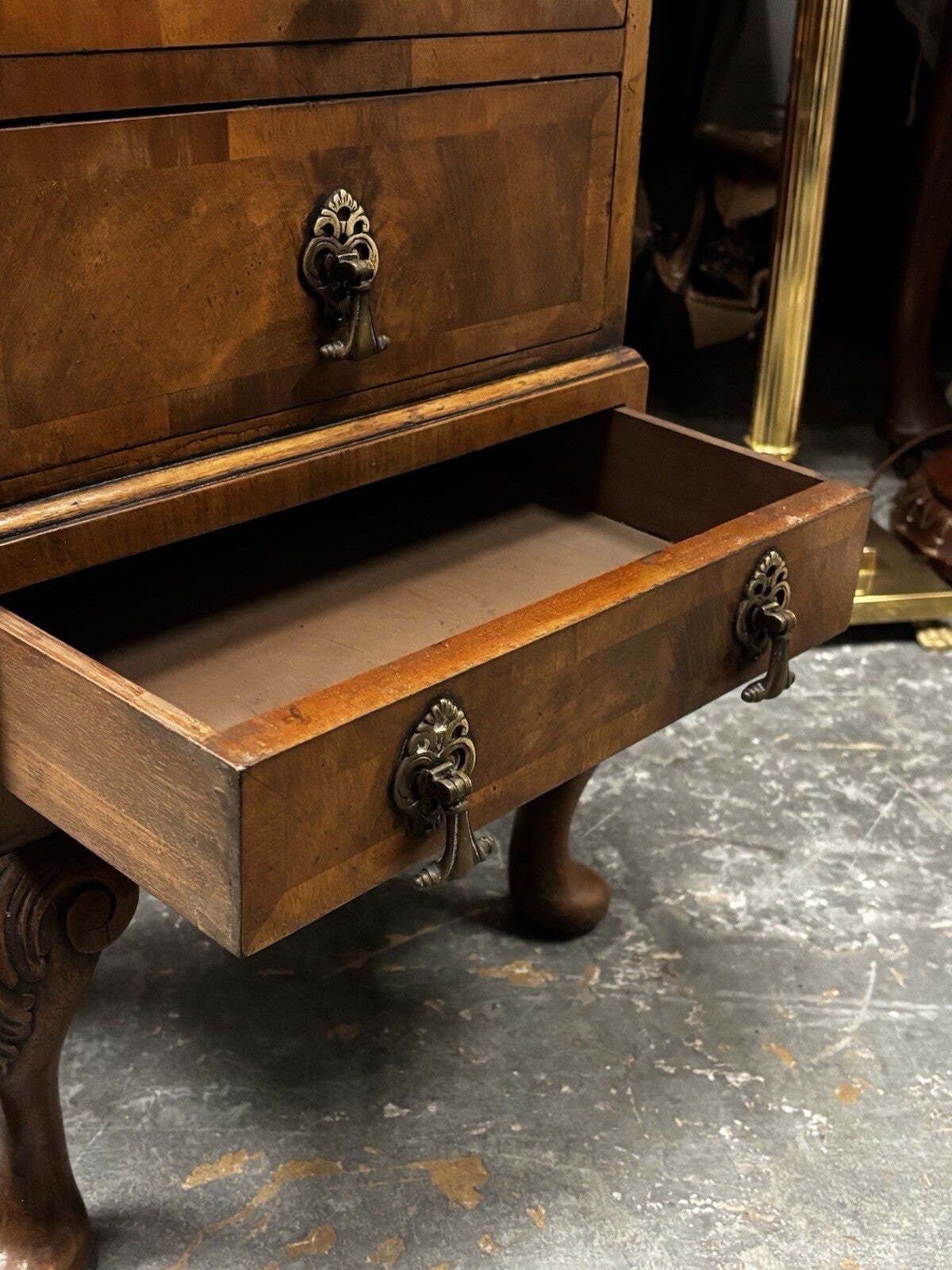 Art Deco Walnut Small Chest Of Drawers, Brass Handles. photo buy