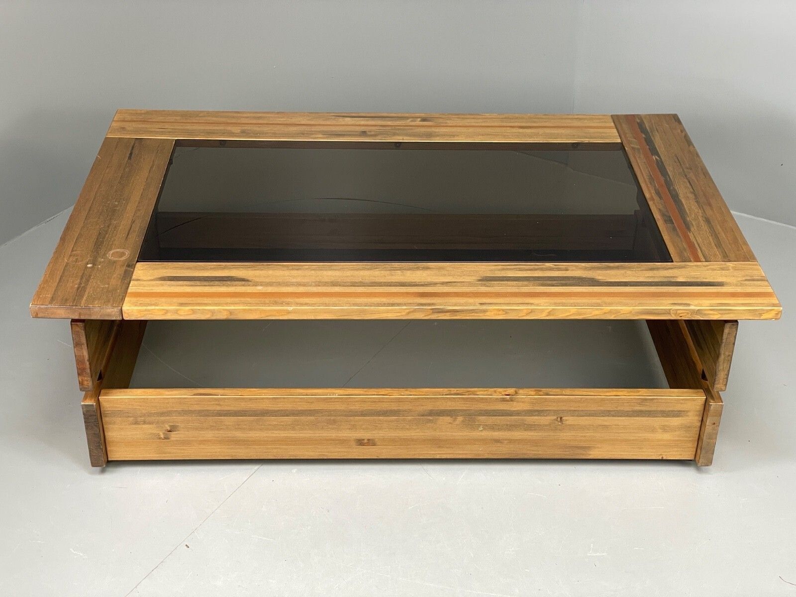 Vintage 1970s Coffee Table Pine & Glass By Hameen Kalustaja Finland photo Furniture