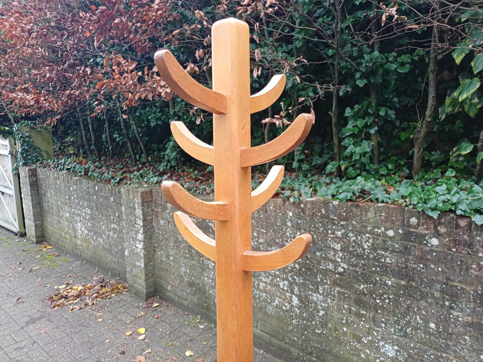 Vintage 1960s Abbess Solid Wood Coat Stand With Eight Hooks And Black Feet Smart Mid Century Piece For Hallway Or Bedroom photo for sale