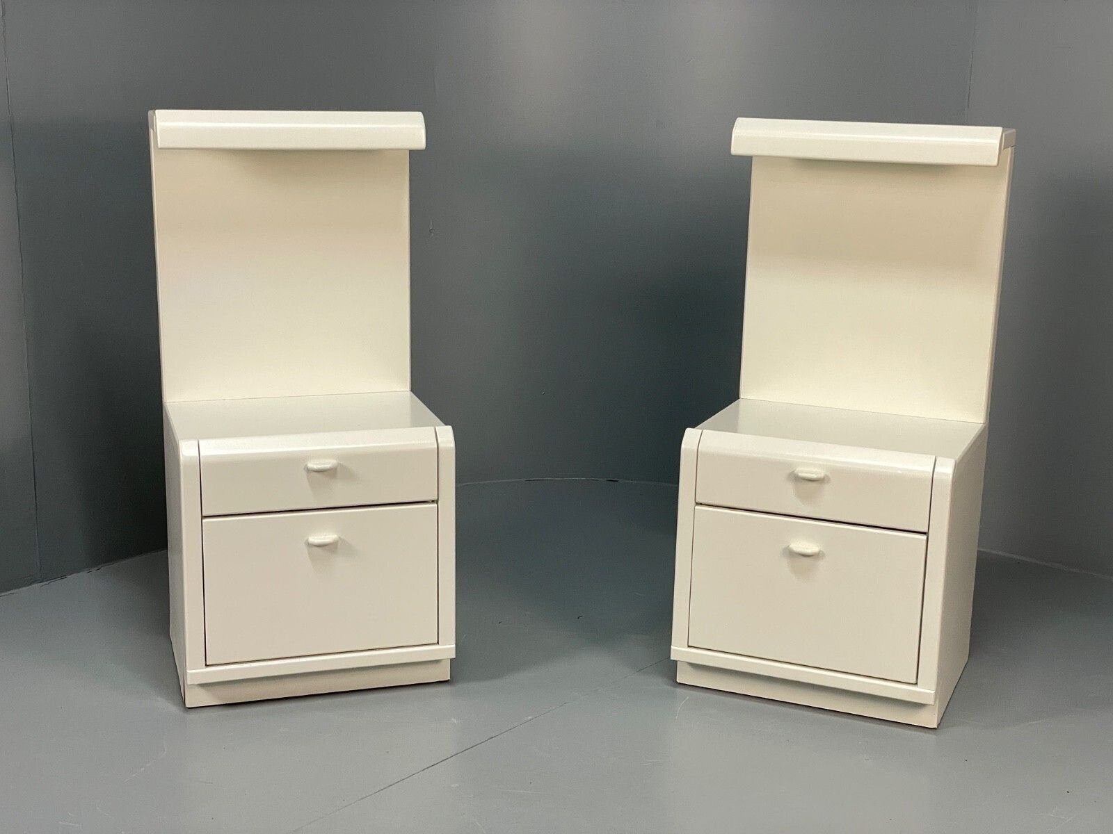 Vintage White Bedside Cabinets Pair By Hulsta Germany Retro 1980s photo for sale