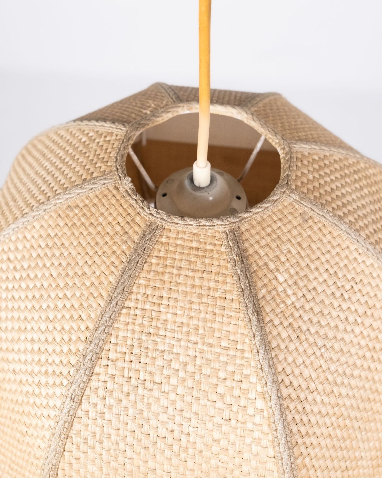 Natural Raffia Pendant Lamp, Custom Made In France, 1960s–70s photo buy