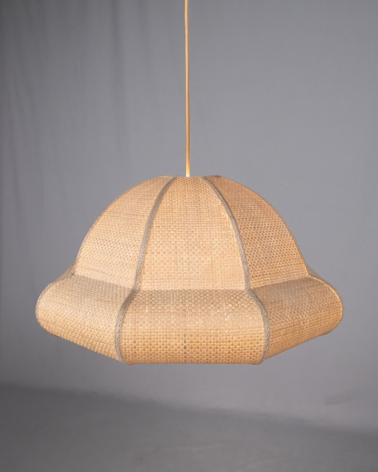 photo vinterior Natural Raffia Pendant Lamp, Custom Made In France, 1960s–70s
