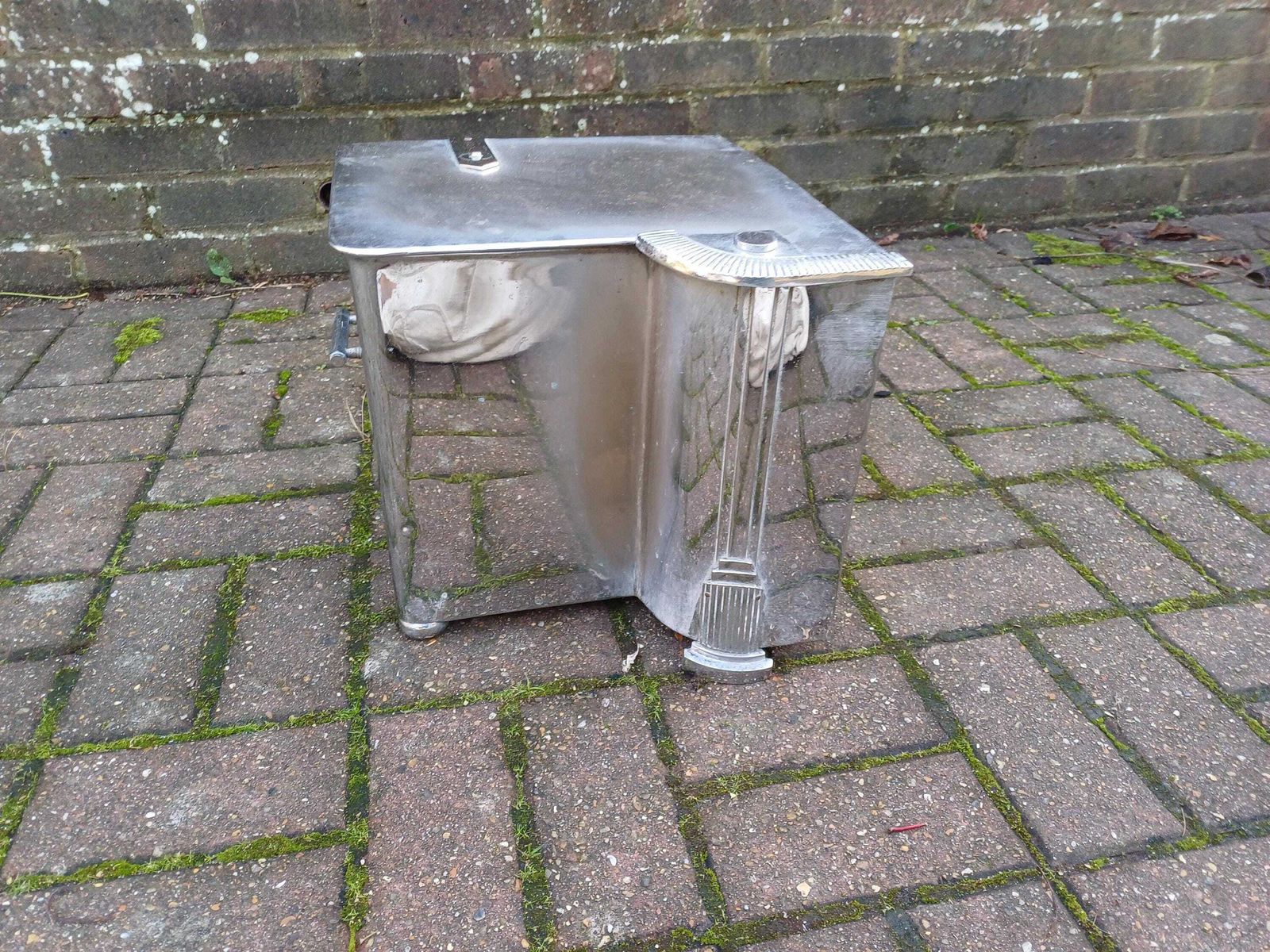 Classic Retro Art Deco 1930s Chrome Coal Box Fire Side Storage Vintage Fireplace Interior Statement Piece With Inside Liner photo vintage