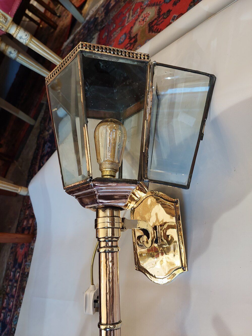 Edwardian Brass And Copper Porch Lantern photo for sale