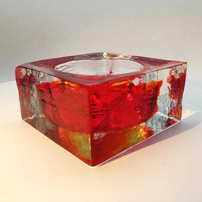 1960s Big Square Ashtray Or Catch All In Handcrafted Murano Glass By Flavio Poli For Seguso. photo for sale