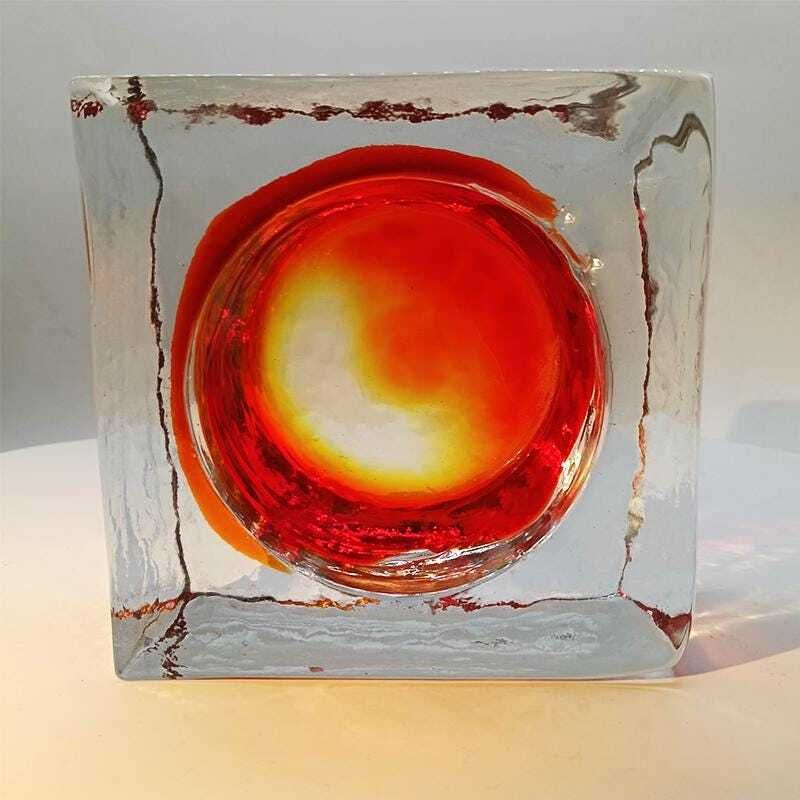 photo furniture 1960s Big Square Ashtray Or Catch All In Handcrafted Murano Glass By Flavio Poli For Seguso.