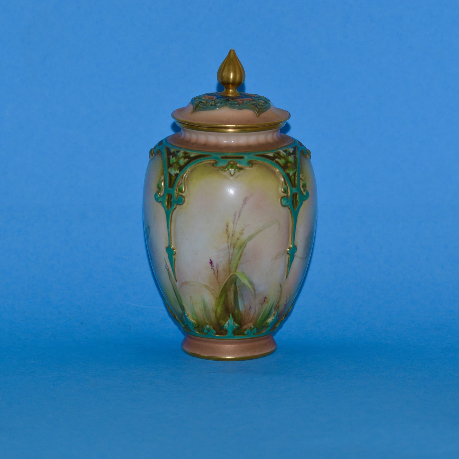 Late 19th Century Hadley Worcester Vase And Cover Painted With Yellow photo furniture