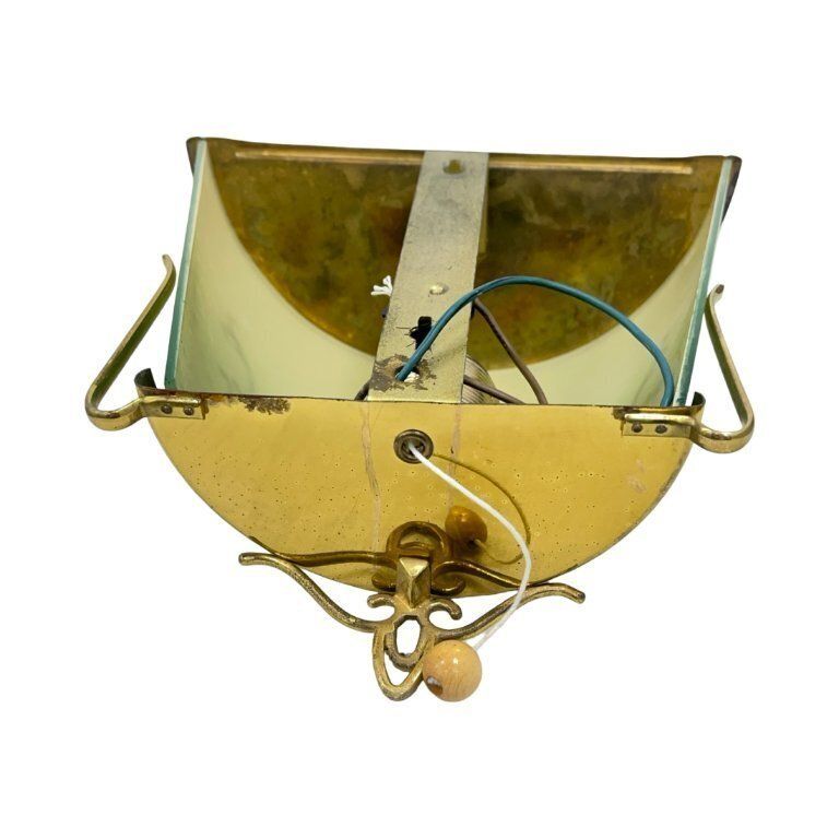 Green Gradient Glass Wall Sconce With Brass Fixture, France 1960s. photo furniture