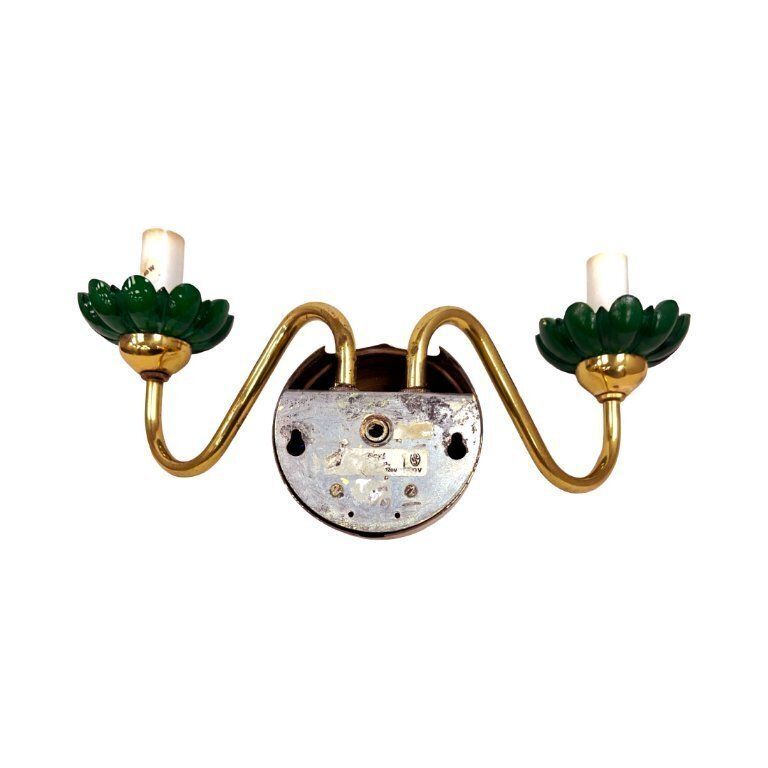 Preciosa Double Wall Lamp | Czechoslovakia 1980s | Malachite Glass | Brass | E14 photo furniture
