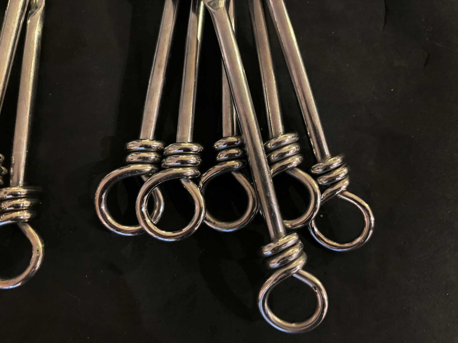Set Of 18 Flatware Twist Cutlery French Forged Knot Twisted Ends Swirl Flatware Gift For Couple Brutalist Decor, Medieval Style Viking photo buy