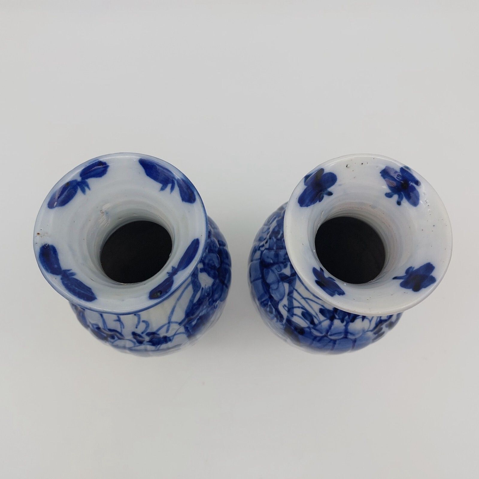 Antique Japanese Flow Blue Vase Pair C19th Century Blue & White 20.5cm Height photo furniture