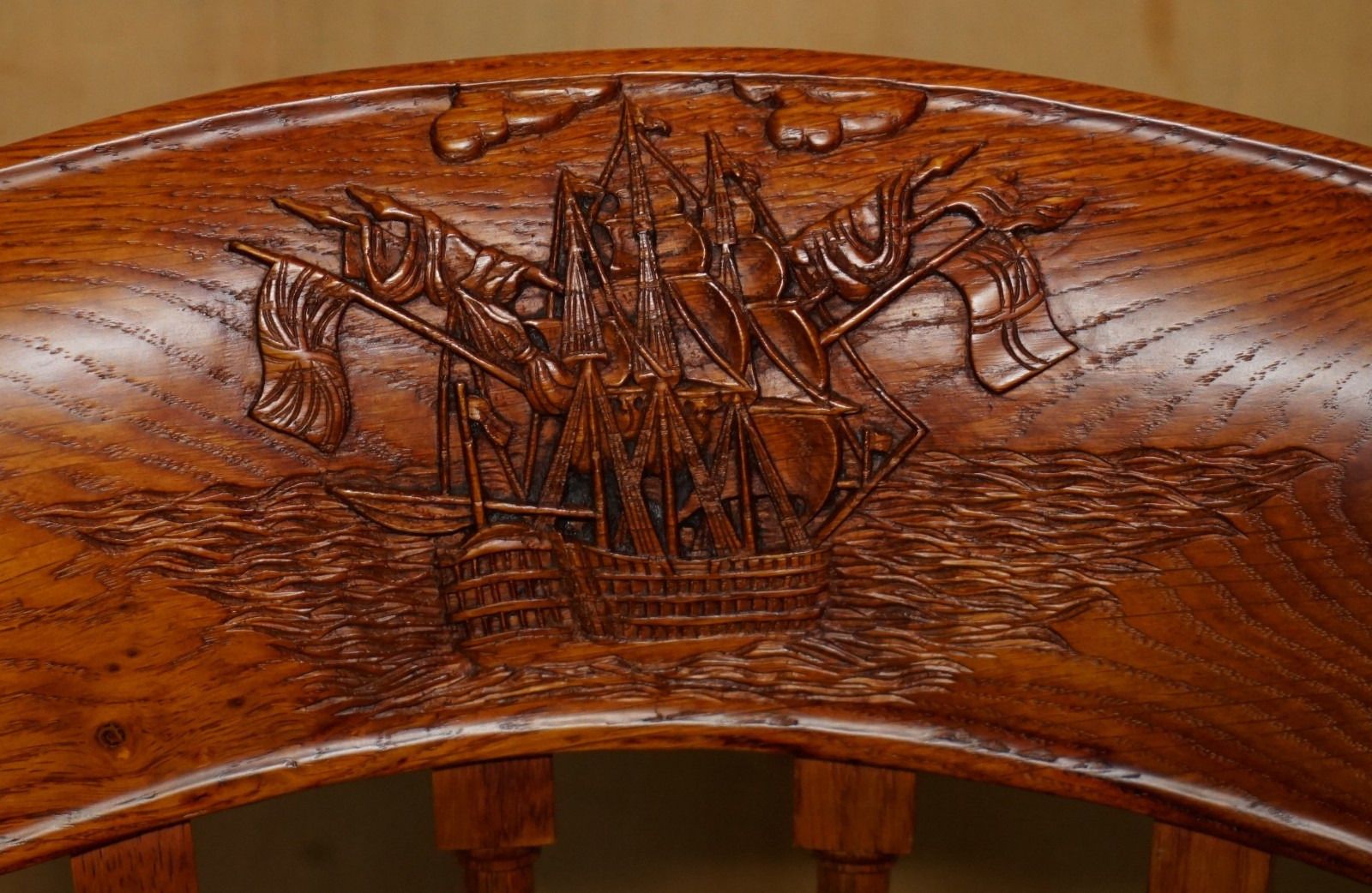 photo for sale 34/200 Stewart Linford Admiral Nelson H.M.S Victory Hand Carved Burl Oak Chair