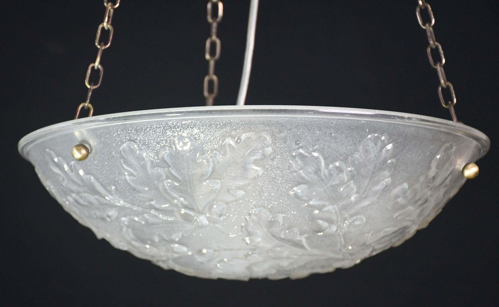French Art Deco Glass Bowl Pendant Chandelier With Floral Pattern, 1950 photo buy
