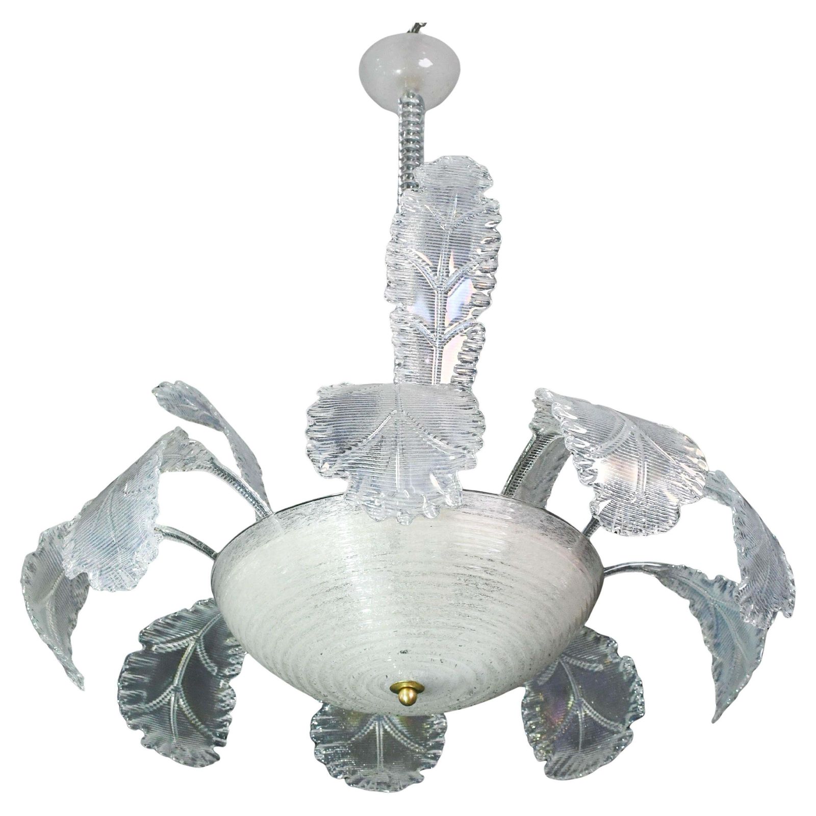 Luxury Barovier & Toso Chandelier, Murano Pulegoso Glass, 1950s