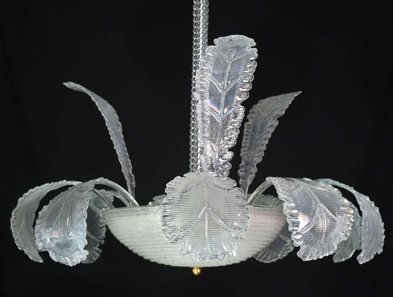 Luxury Barovier & Toso Chandelier, Murano Pulegoso Glass, 1950s photo vintage