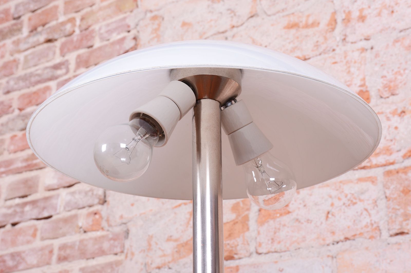 Restored Bauhaus Table Lamp, Chrome, Steel, Opaline Glass, Czech, 1930s photo buy