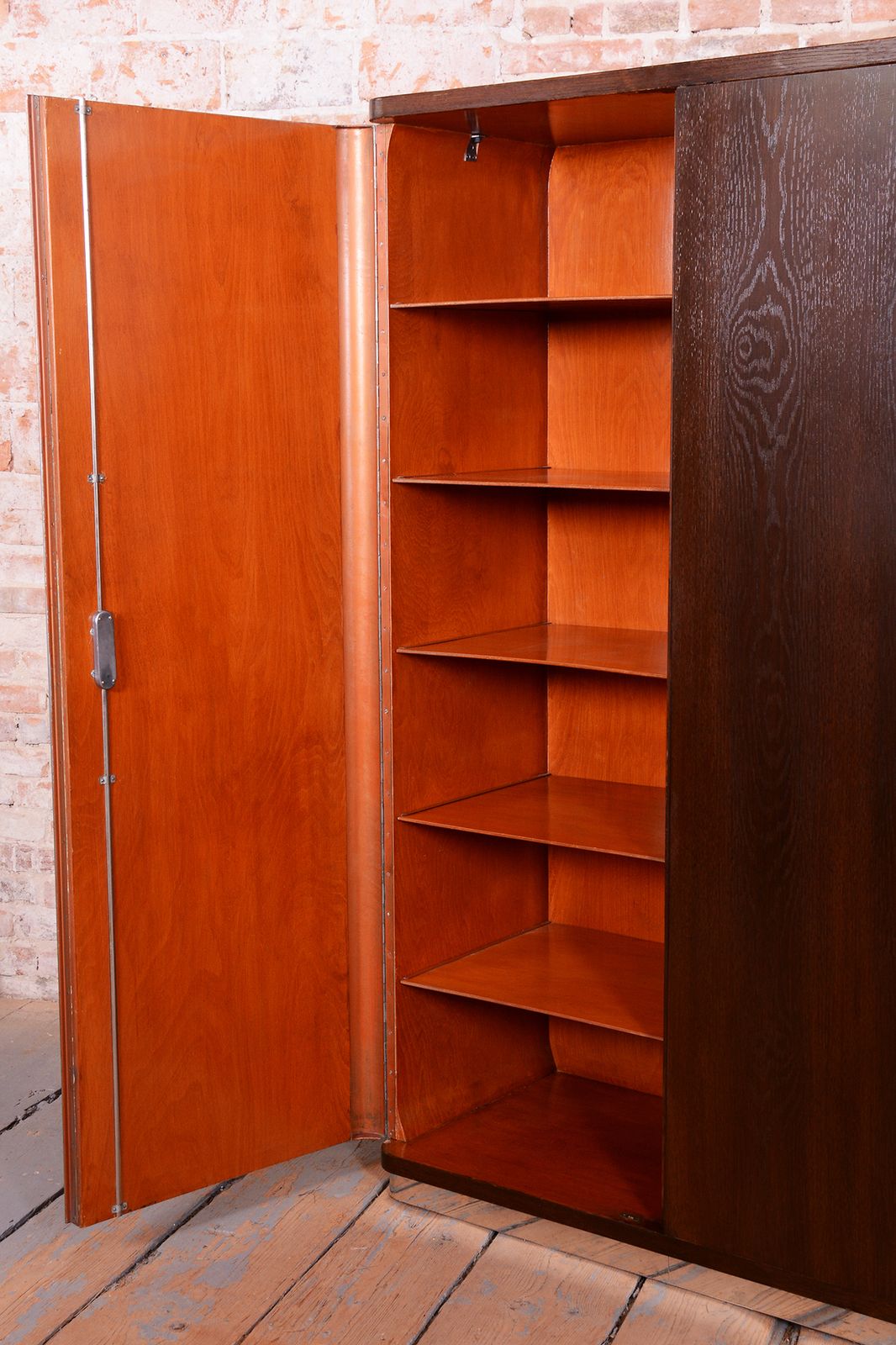 Furniture Restored Bauhaus Wardrobe, By Vichr A Spol., Chrome, Steel, Oak, Czech, 1930s photo