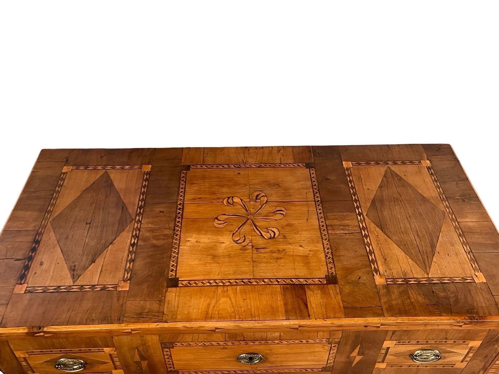 Furniture 18th Century Walnut Austrian Chest Of Drawers With Fruitwood Inlay photo