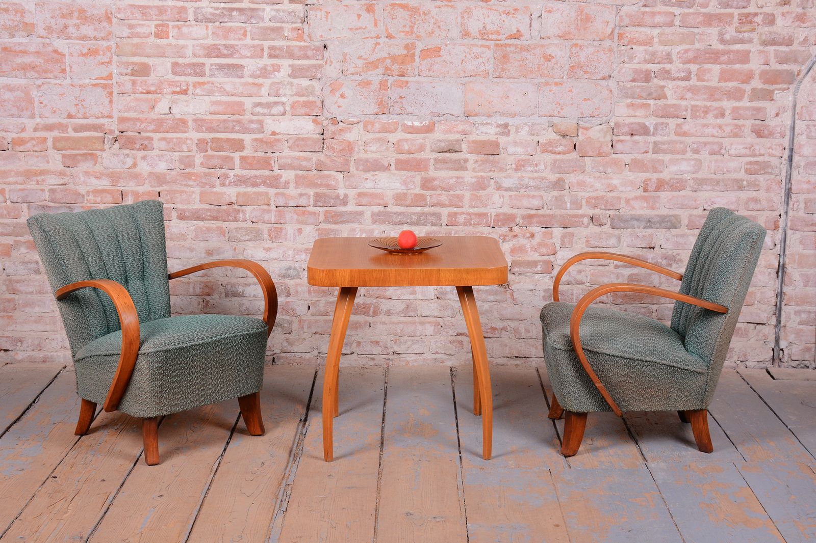 1050.0 Pair Of Restored Art Deco Armchairs, Beech, Repolished, Czech, 1920s photo