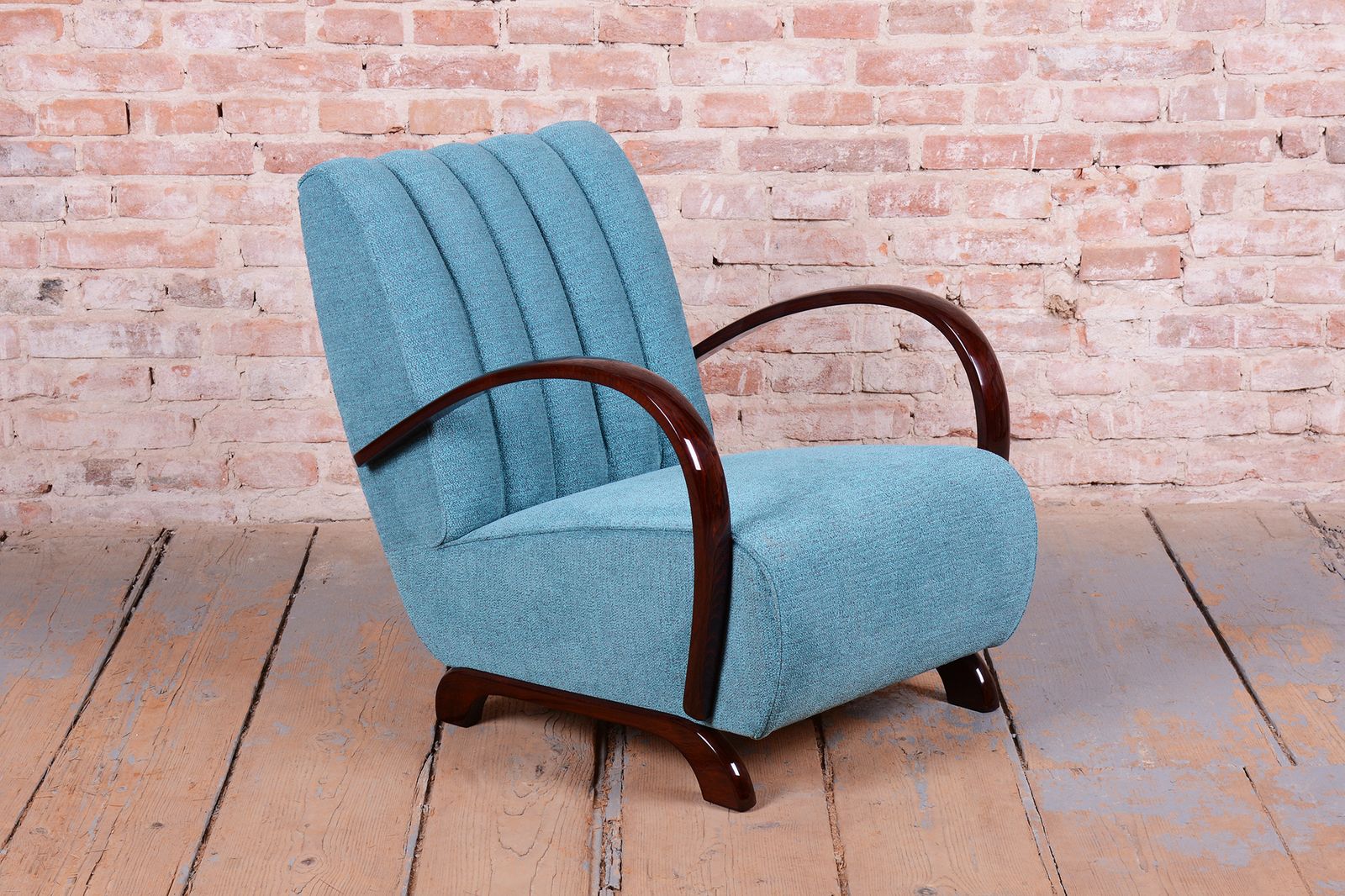 Restored Art Deco Armchair, By J. Halabala For Up Zavody, Walnut, Czech, 1930s photo for sale