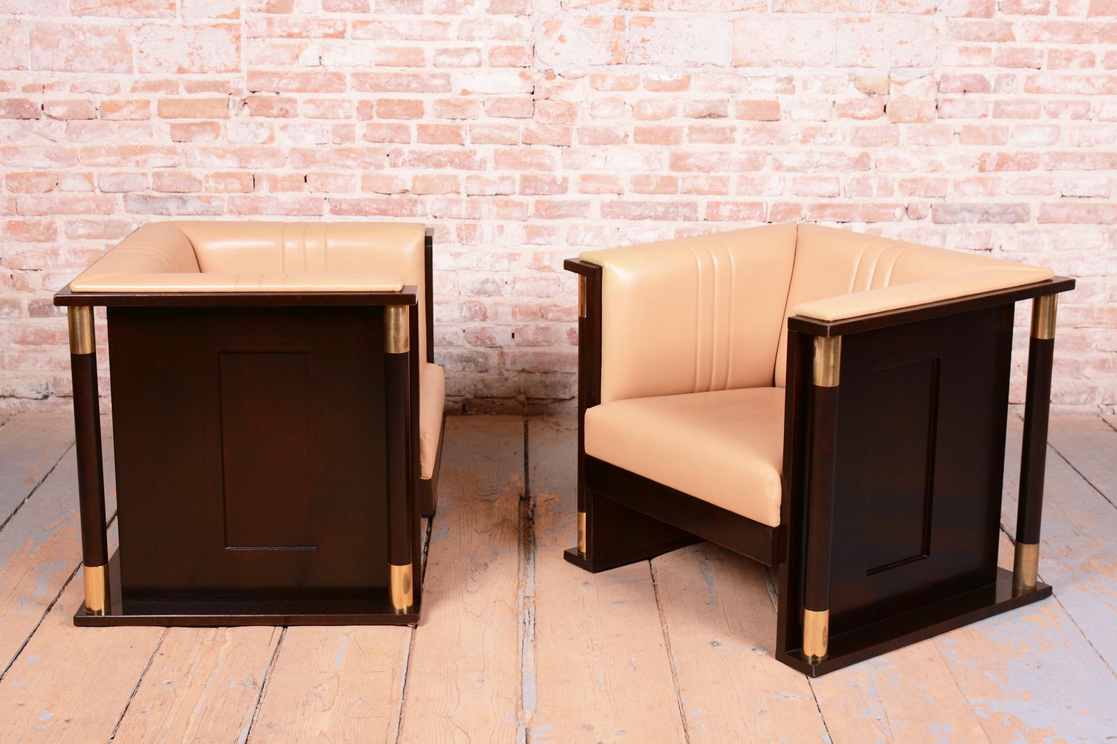 Pair Of Restored Art Nouveau Armchairs, By J. Hoffmann, Mahogany, Austria 1910s photo Furniture