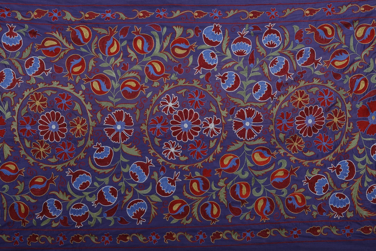 Traditional Uzbek Suzani Fabric   Silk Uzbek Wall Decor   Suzani And Bed Cover 102 X 189 photo for sale