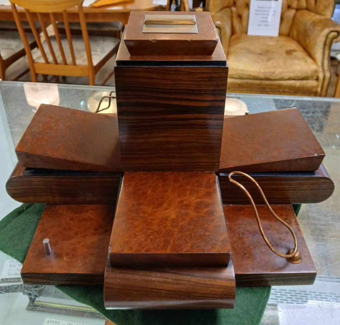 Very Unusual Art Deco Macassar Ebony Butterfly Smokers Companion Table Centre photo for sale