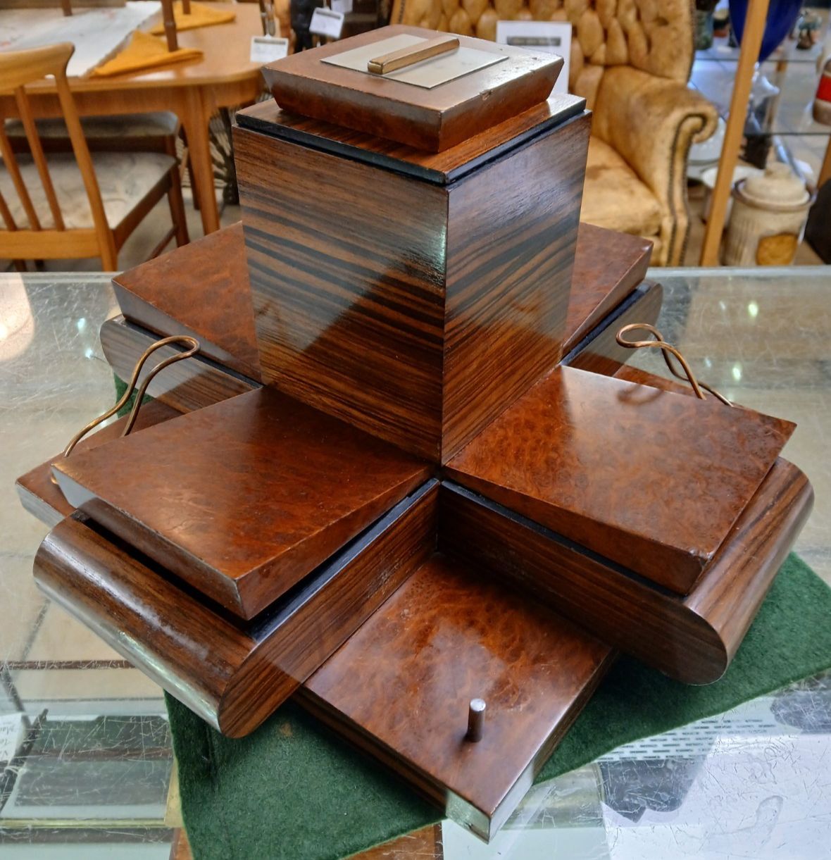 Very Unusual Art Deco Macassar Ebony Butterfly Smokers Companion Table Centre photo Home Decor