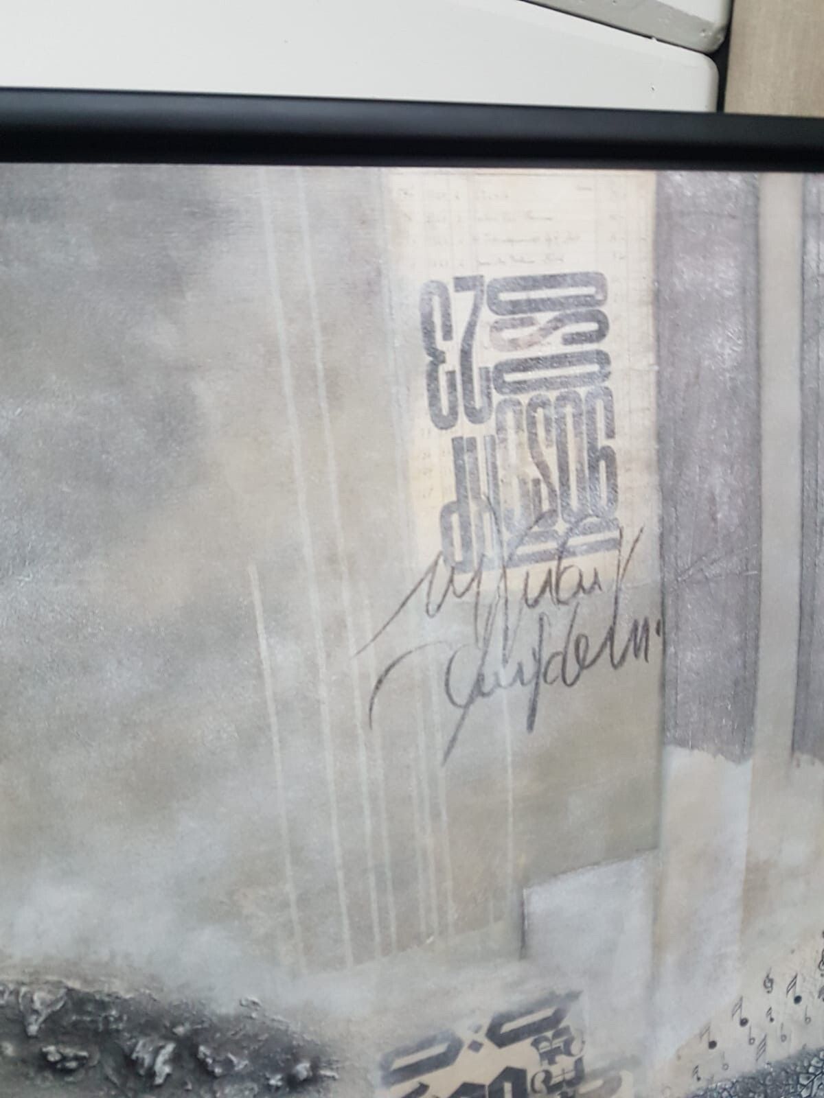 photo furniture Vtg Late Mid Century Abstract Wall Hanging Signed Print Picture Retro R335