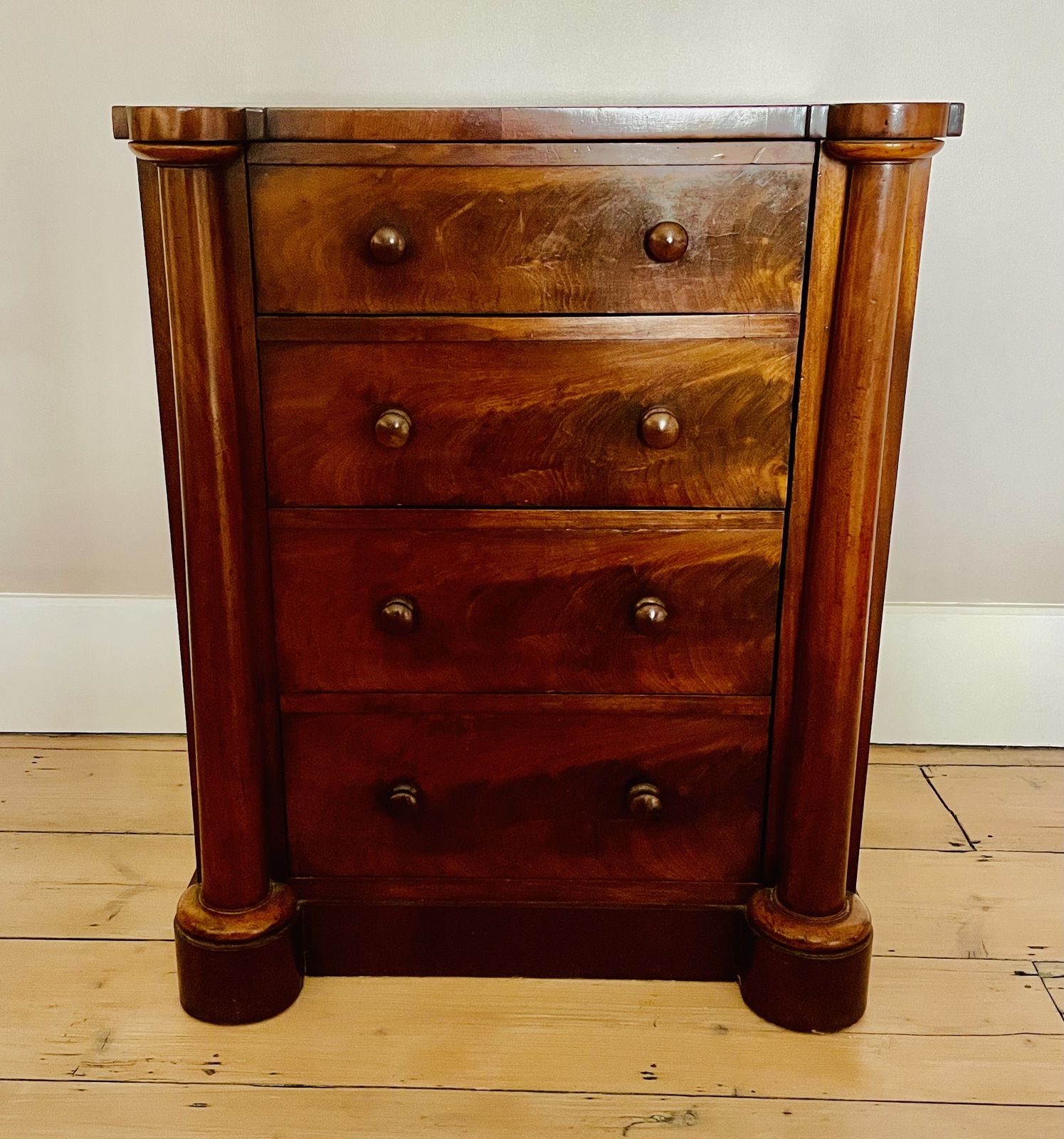 19th Century Empire Small Chest Of Drawers With Detached Columns