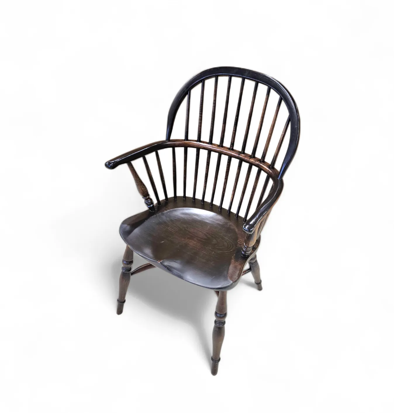 4 X Classic Georgian Bow And Stick Back Windsor Chair / Crinoline Stretcher Chairs photo vintage