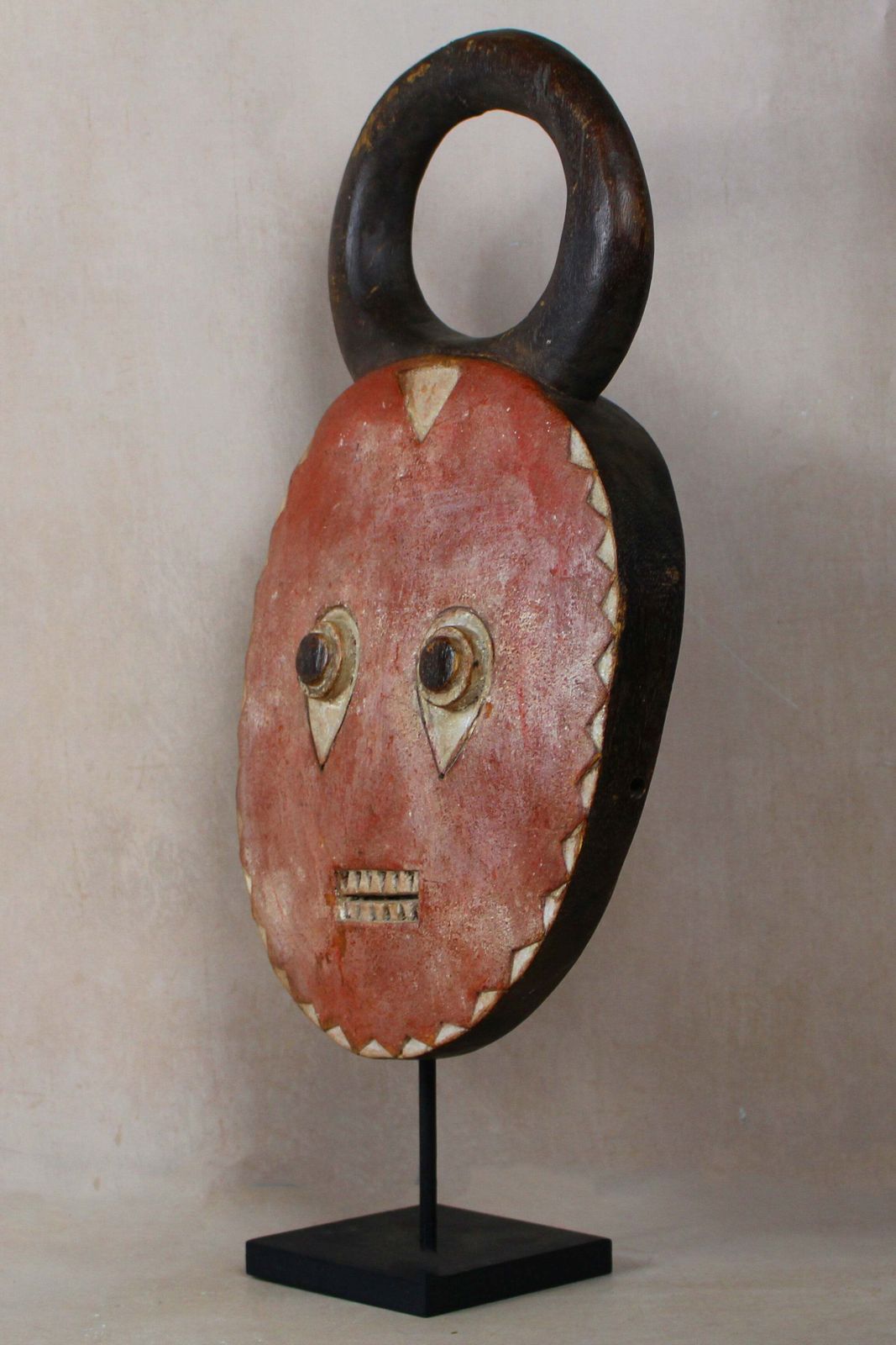 Original Natural And Hand Made Baule Mask   Red 145.2 photo for sale