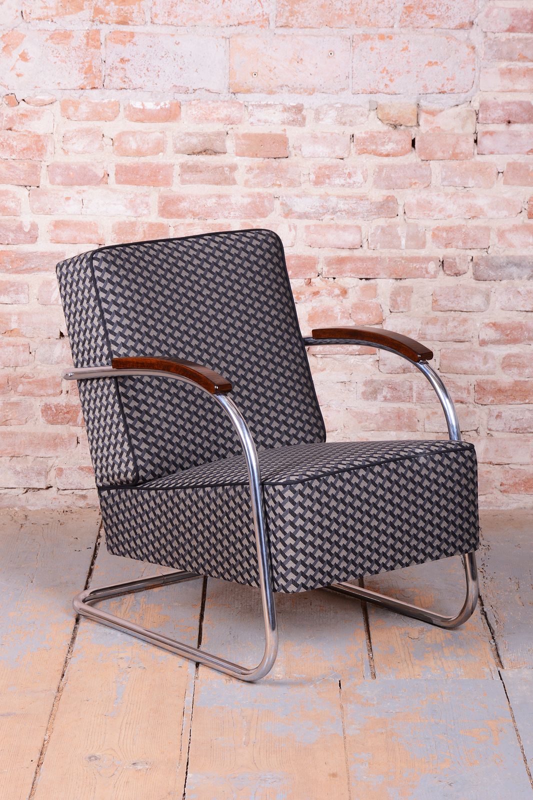Pair Of Restored Bauhaus Armchairs, By Mücke Melder, Beech, Chrome, Czech, 1930s photo vinterior