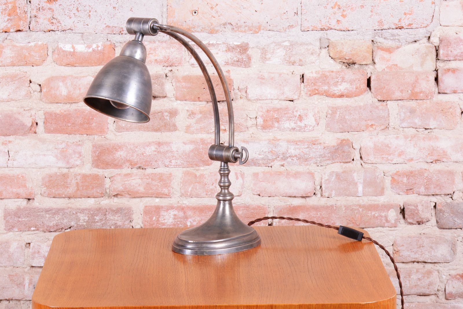 Restored Art Deco Table Lamp, Chrome Plated Steel, France, 1920s photo for sale