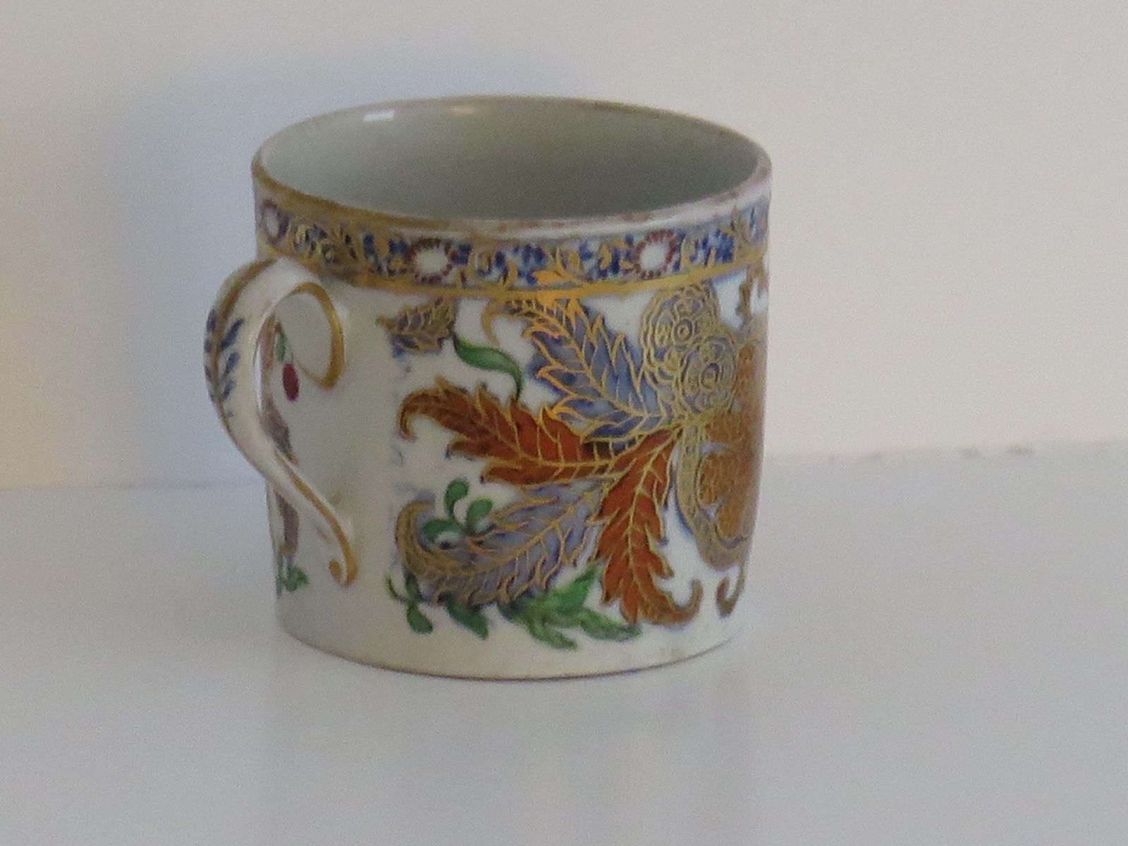 Fine New Hall Porcelain Coffee Can Hand Painted Pattern 490, Georgian Circa 1805 photo vintage
