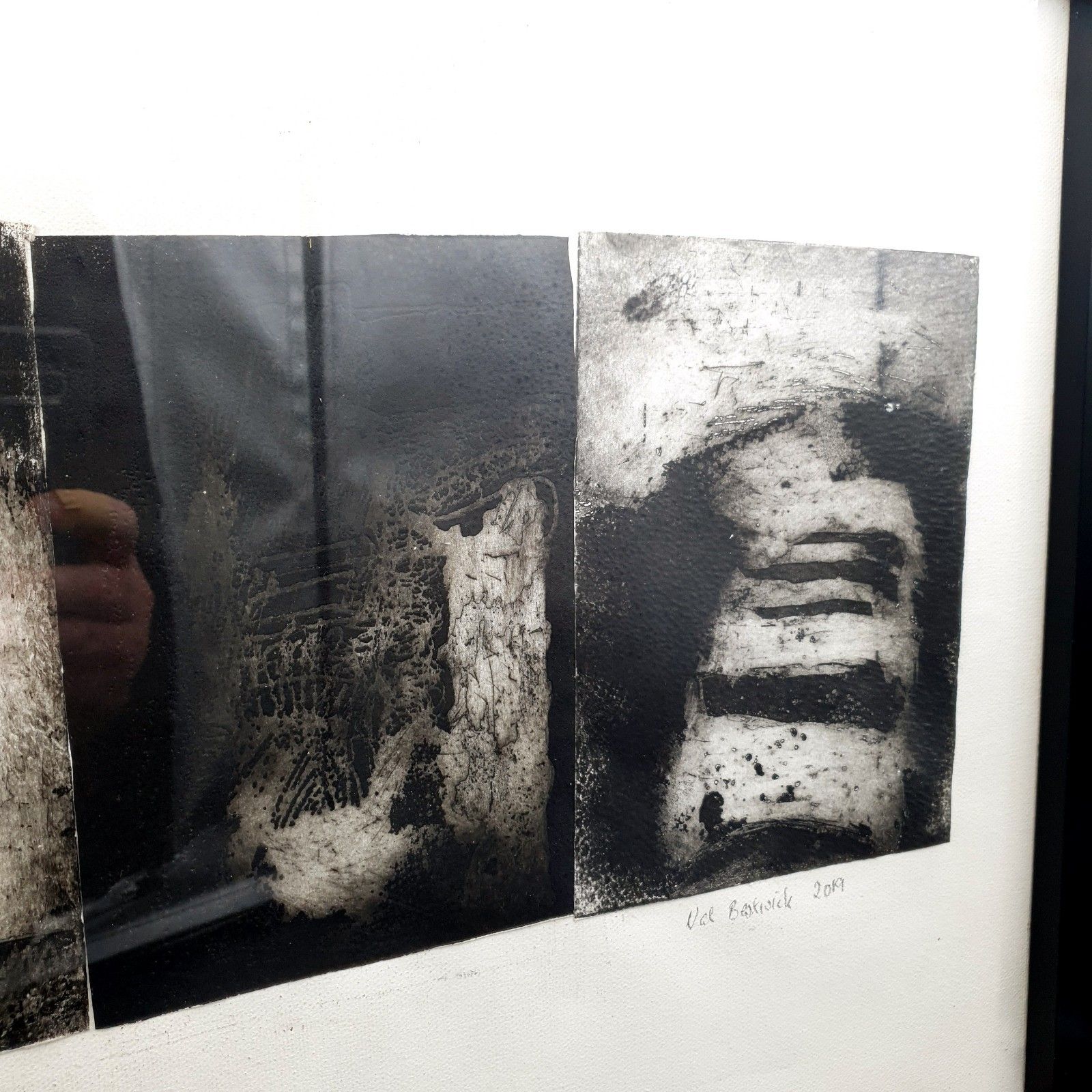 Val Bestwick Etchings Mounted On Canvas 2019 'Trio' Black & White Rare L54xh44cm photo vinterior