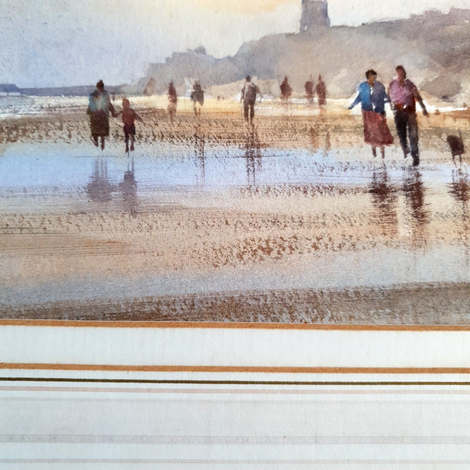 photo for sale Andrew King Signed Watercolour 'Figures On The Beach' Framed H40xl46cm Framed