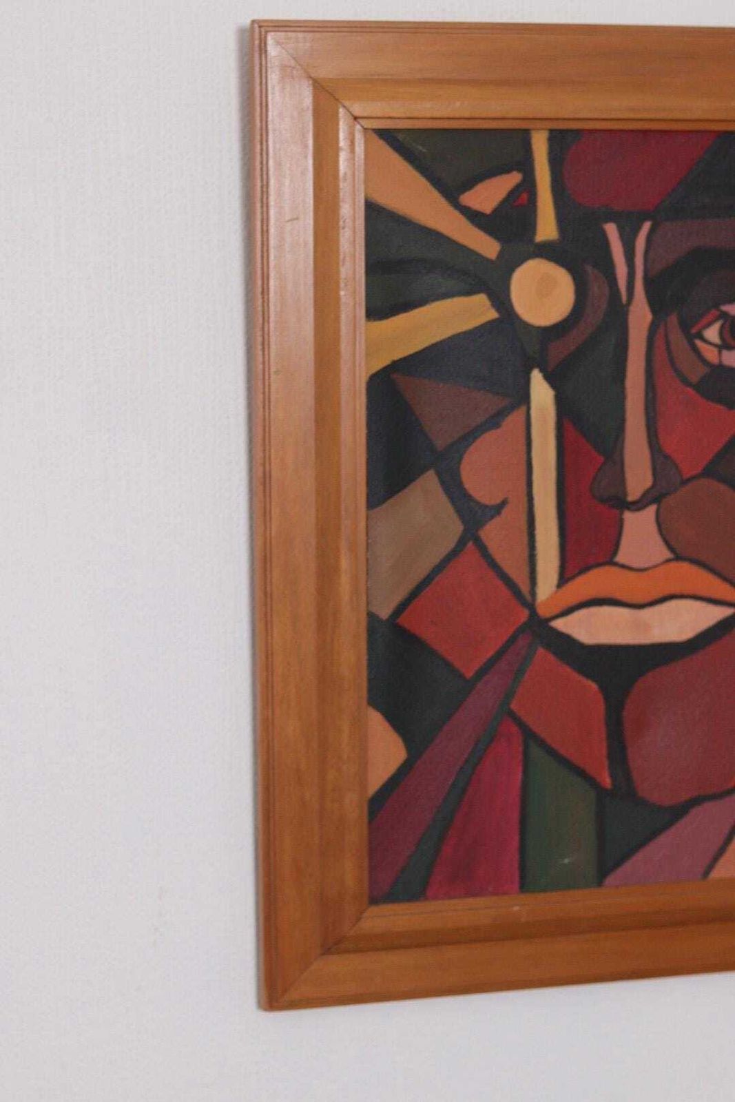 Original Scandinavian Oil On Canvas – “Face”  – Tnx 88 Vintage & Framed  56 × 46 Cm (22" × 18.1") photo Art