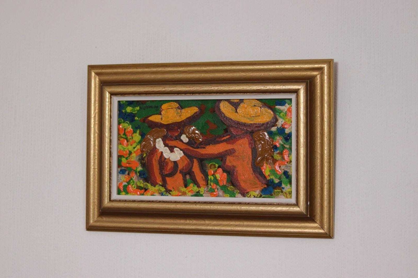 Original Swedish Oil On Panel – “Mexican Women” By Lars Norrman – Vintage & Framed  38 × 26 Cm (15" × 10.2") photo for sale
