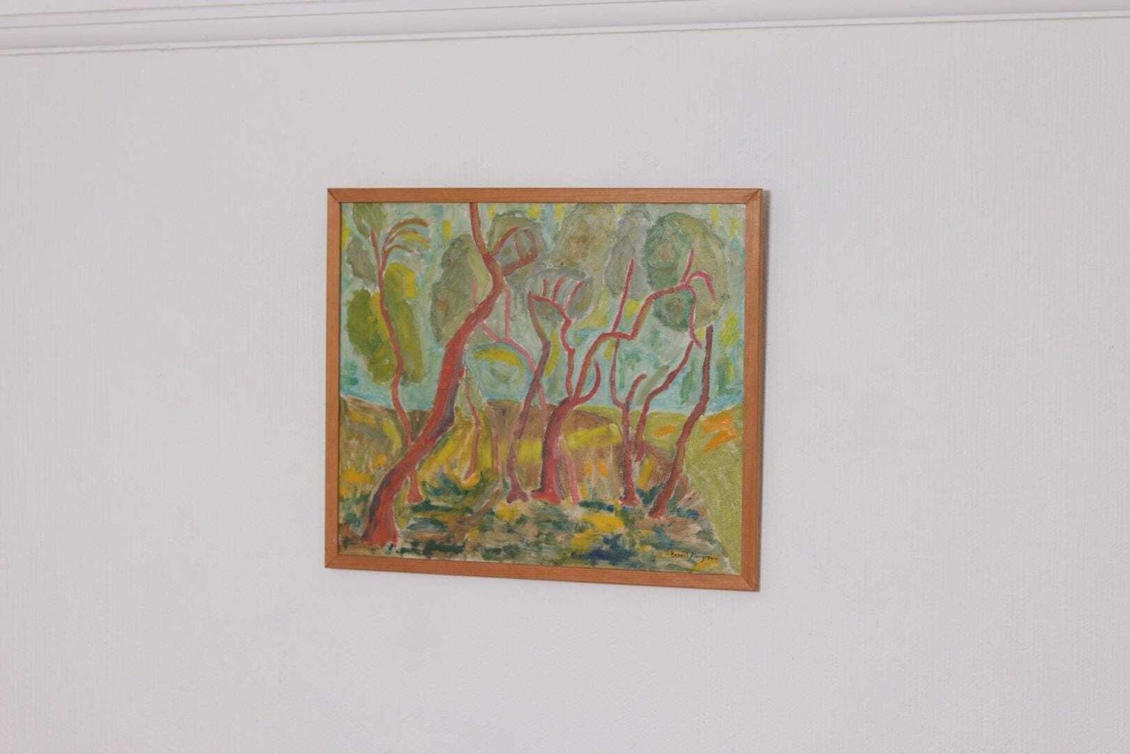 photo for sale Original Swedish Oil On Panel – “Wavy Trees” By Bertil Almgren – Vintage & Framed  49 × 51 Cm (19.3" × 20.1")