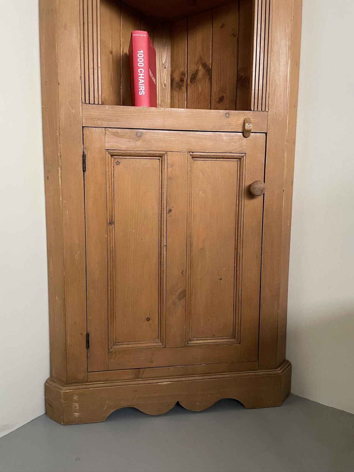 Vintage Wooden Arts Crafts Style Pine Corner Cabinet Unit Shelving photo vinterior