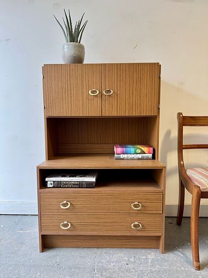 Vintage Wall Unit Cabinet With Drawers photo furniture