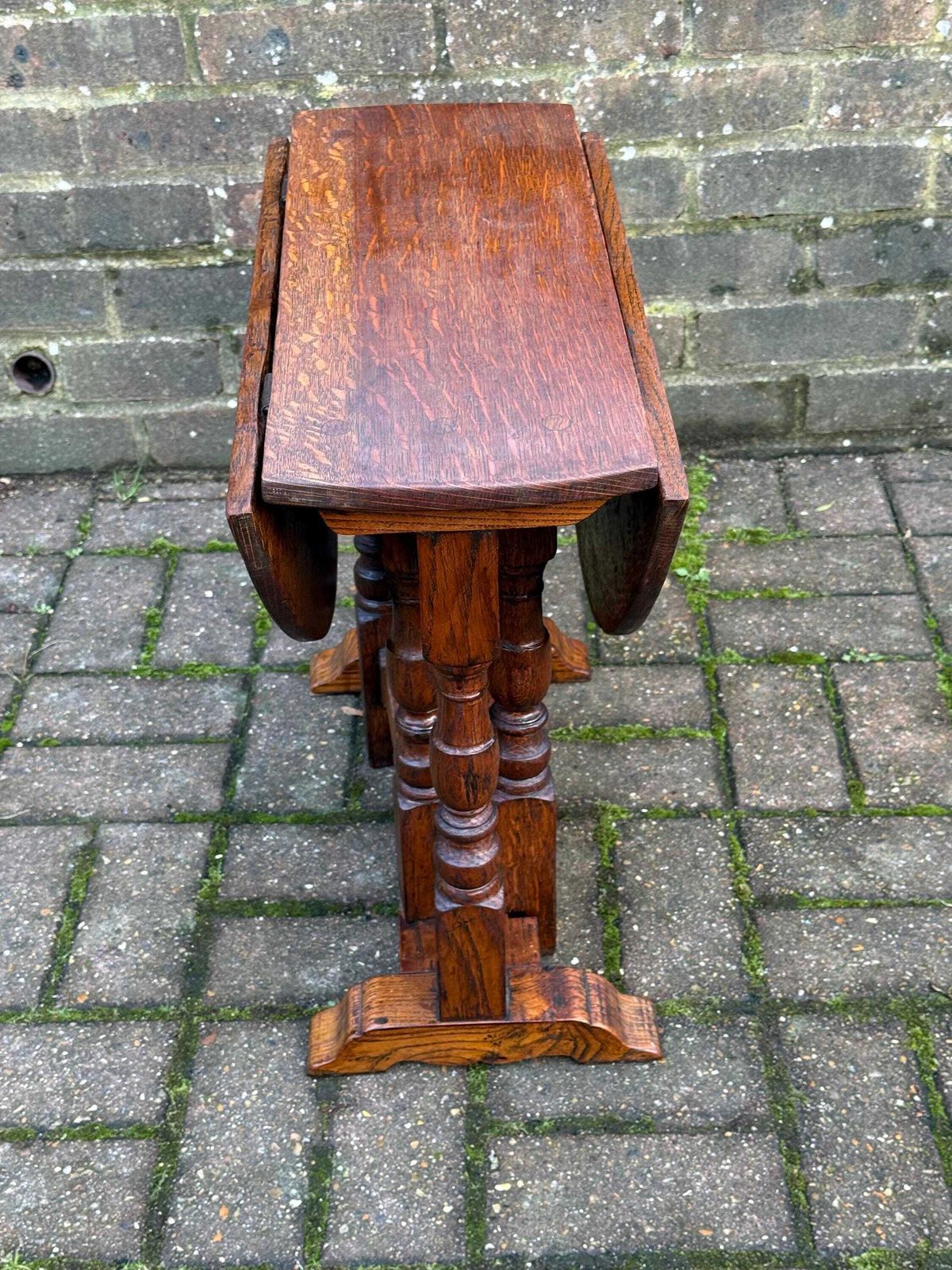Antique Oak Drop Leaf Occasional Table With Unusual Gateleg Base, Early 20th Century photo buy