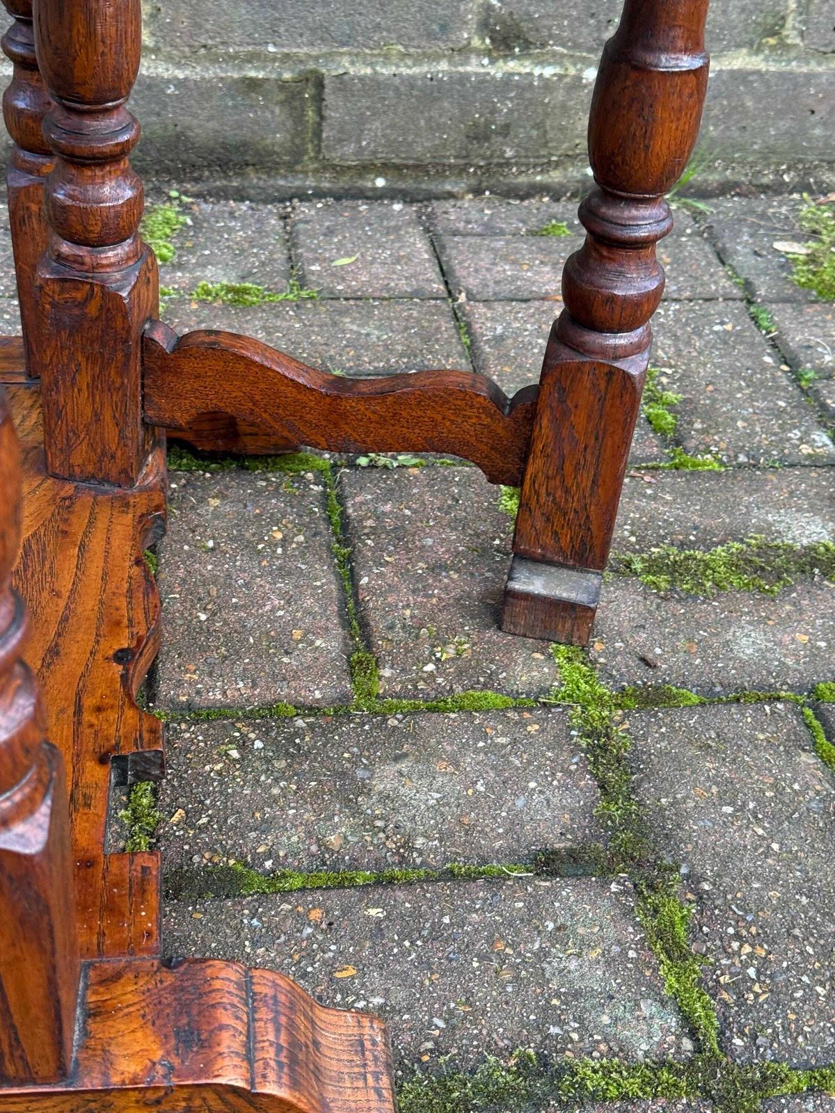 Furniture Antique Oak Drop Leaf Occasional Table With Unusual Gateleg Base, Early 20th Century photo