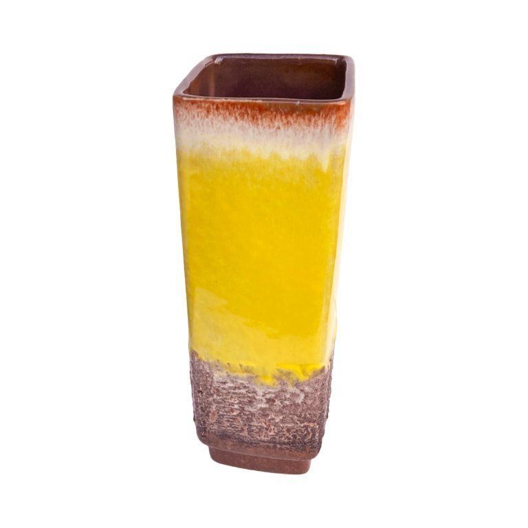 photo vinterior Strehla Vase 1224/24 – Germany, 1970s, Fat Lava, Yellow Glaze