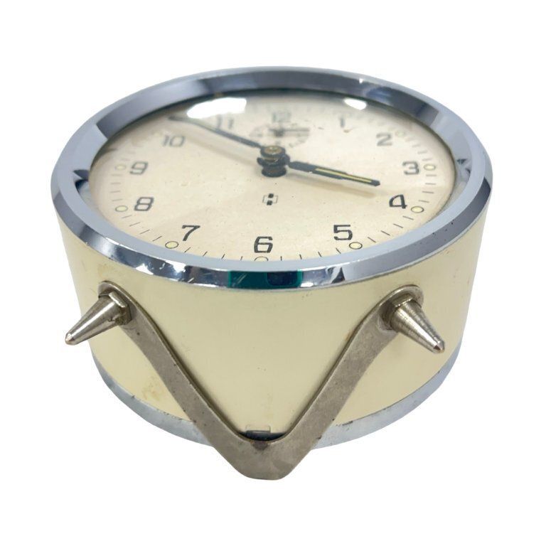 Vintage Haller Mechanical Alarm Clock, Germany, 1960s, Cream, Working photo vintage