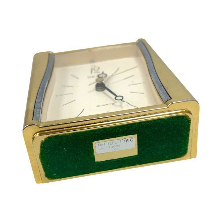Seiko Quartz | Table Clock/Alarm Clock | Japan | 1970s/1980s | Gold Case | Vintage photo furniture