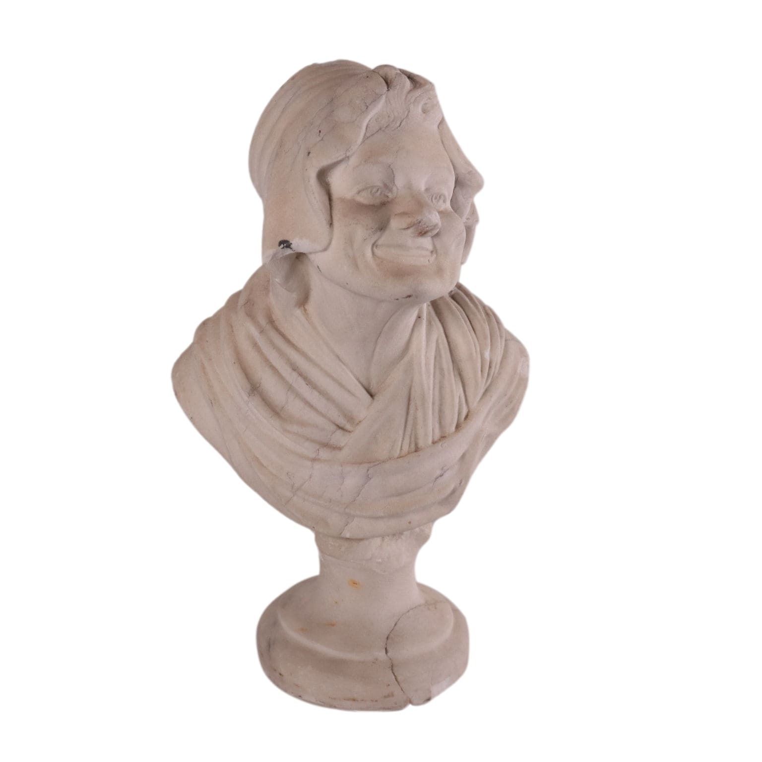 Antique Bust Of Elderly Woman Marble Padua Italy XVIII Century